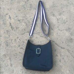 Talbots Navy Blue Leather Bucket Crossbody Purse